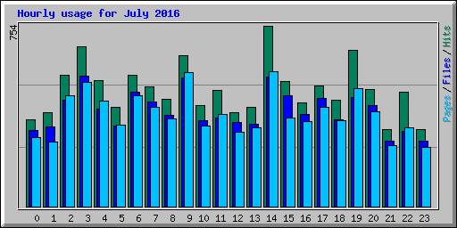 Hourly usage for July 2016